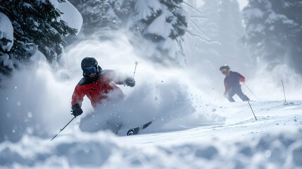 Slope Companions: Men Enjoying the Powder Snow. Active Life and sport concept.