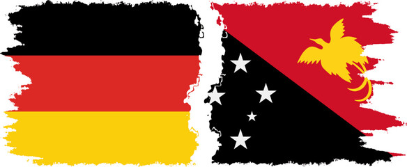 Papua New Guinea and Germany grunge flags connection vector