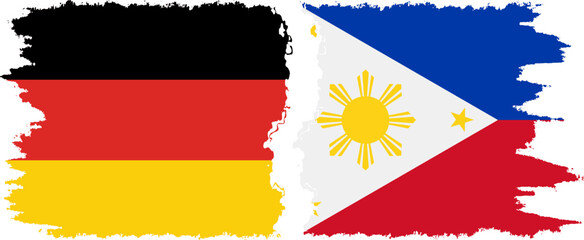 Philippines and Germany grunge flags connection vector