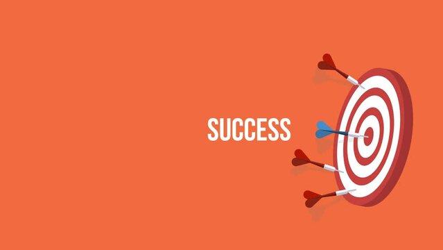 Red darts missed hitting target and only blue one hits the center. Business challenge failure and success concept.	