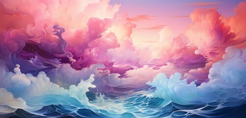 A symphony of luminescent streaks and waves, like liquid rainbows against a bold pink sky, crafting an exuberant visual feast in HD