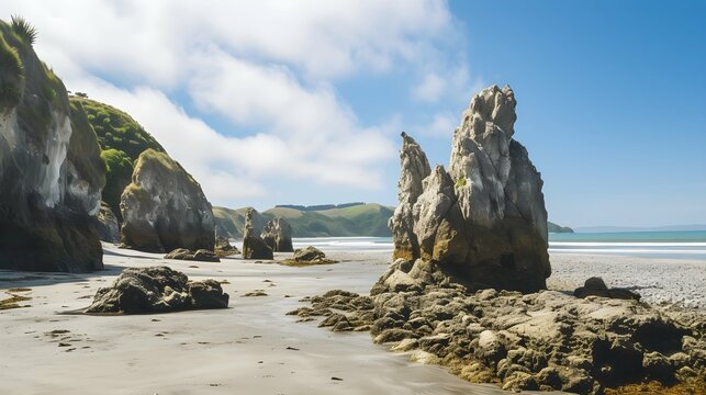 Rock formations on Monro Beach New Zealand
