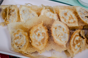Fried dumplings.