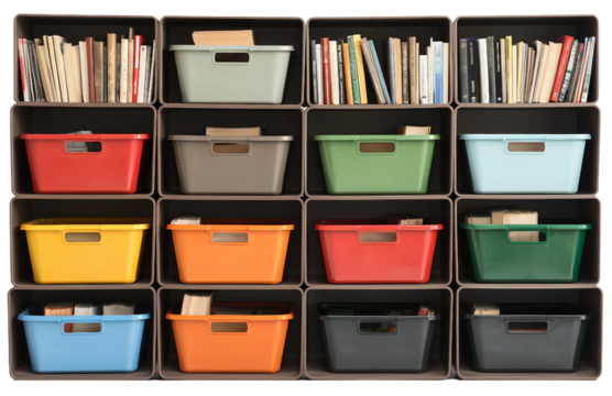 Classroom materials storage isolated on white background