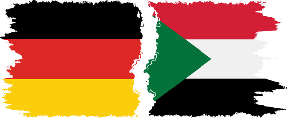 Sudan and Germany grunge flags connection vector