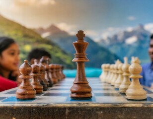 chess board and pieces