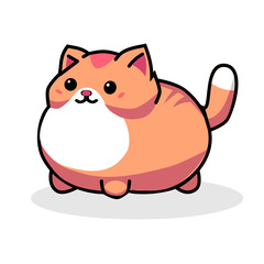 vector illustration of a cute fat cat in cartoon style, isolated on white background