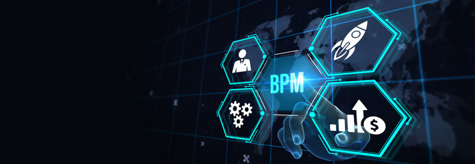 BPM Business process management system technology concept. 3d illustration