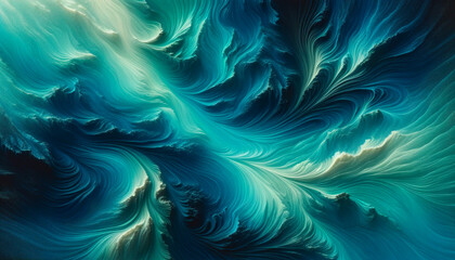 Fototapeta na wymiar Abstract waves ocean background liquid fluid grunge texture turquoise and dark blue colors.