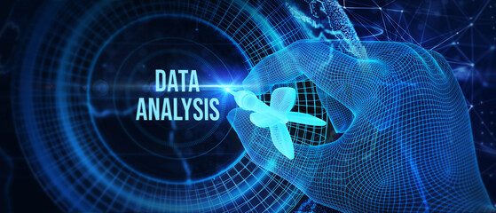 Data Analysis for Business and Finance Concept. Information report for digital business strategy. Business, technology, internet and networking concept. 3d illustration