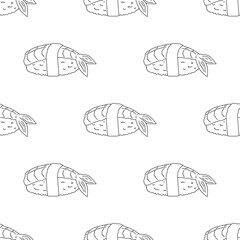 Seamless pattern with sushi for decorative print, wrapping paper, menu, wallpaper and fabric