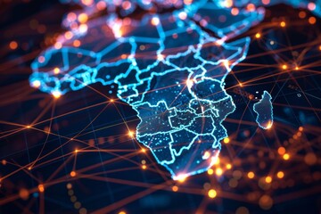 Digital map of Africa displays a connected world, showcasing the importance of high-speed data...