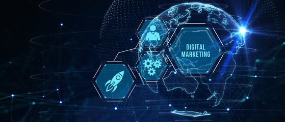 Business, Technology, Internet and network concept. Digital Marketing content planning advertising strategy concept. 3d illustration