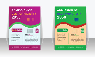 Admission of Best University Flyer Template Design Vectors ,