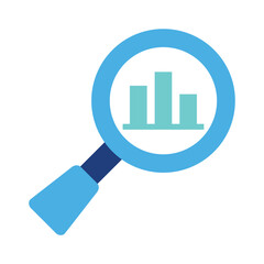 SEO icon, magnifying glass with chart icon, minimalist vector illustration and transparent graphic element. Isolated on white background
