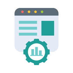 SEO icon, setting icon and chart icon, minimalist vector illustration and transparent graphic element. Isolated on white background