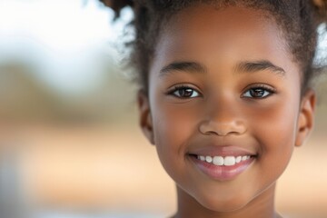 Portrait of happy african american girl smiling, with copy space