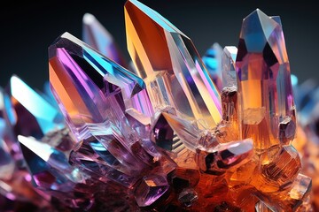 Macro photography Dimond stone revealing the minute and dazzling, Luxurious and Expensive Faceted Gemstone Dimond with Gold Reflections, AI generated