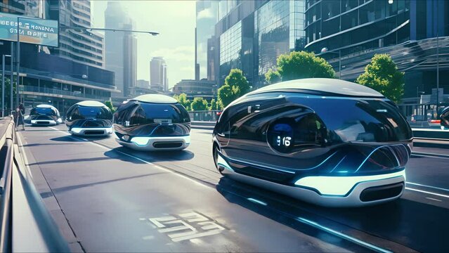 Self-driving car controlled by an artificial intelligence autopilot. Concept of future technologies, internet of things and smart devices.