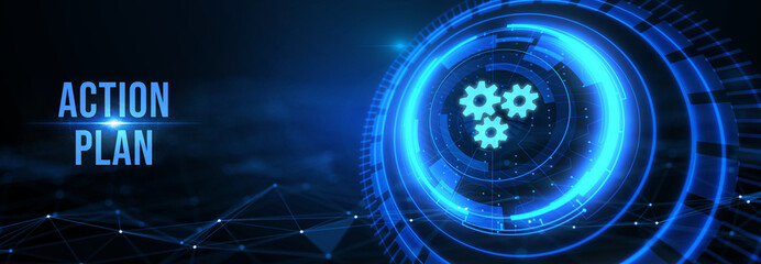 Business, Technology, Internet and network concept. Concept meaning proposed strategy or course of actions for certain time. 3d illustration