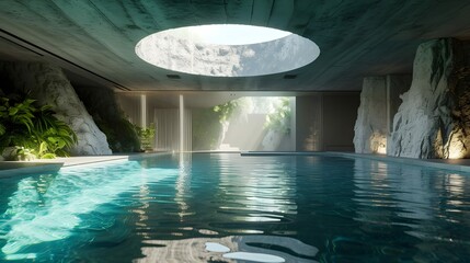 Obraz na płótnie Canvas Ethereal Underground Pool with Natural Skylight 