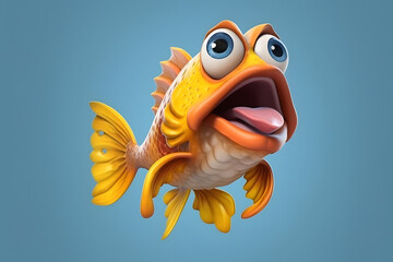 3d rendering Jaw fish cartoon