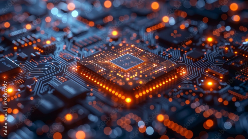 Poster quantum computing revolutionizes data processing with its advanced circuitry and global connectivity