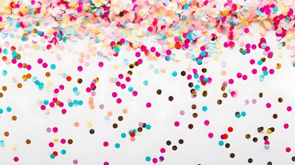 colorful confetti on white background. birthday party concept.