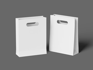 Front View White Blank Shopping Bag Mockup 3D Render Paper Bag