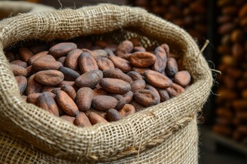 Full jute bag of cocoa beans