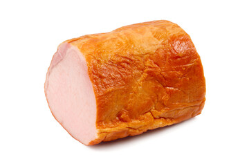 Smoked meat balyk on white background. Fresh delicious meat isolated on white background.