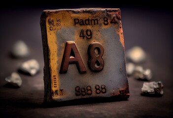 Radon on periodic table of elements. Radioactive noble gas, symbol Rn, atomic number 86. Decay product of radium, occurs naturally in small quantities as intermediate step in. Generative AI