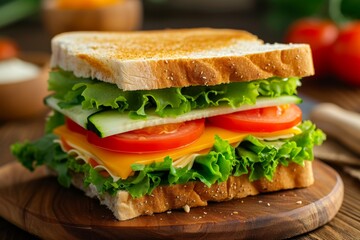 Fresh and healthy vegetarian sandwich with cheese