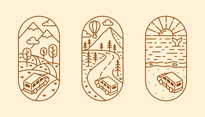 beautiful nature line art illustration vector