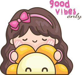 a vector of girl and flower