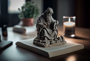 3D - 10 Gebote der Bibel auf Steintafel - Moses. Generative AI - obrazy, fototapety, plakaty