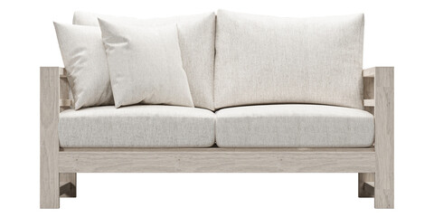 Outdoor wood white sofa isolated on white background. FUrniture collection. 3D render