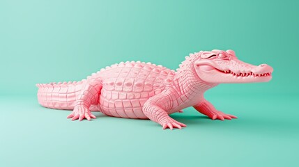 Naklejka premium Pink crocodile.