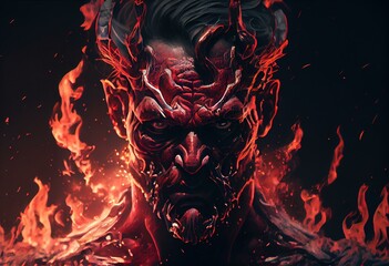 Generative AI illustration of devil in hell