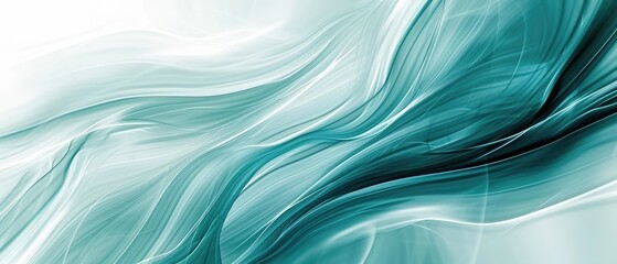abstract background with smooth lines in turquoise and white colors
