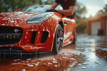 Wet and Wild: A Monthly Car Wash in the Rain Generative AI