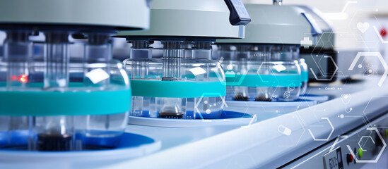 Medical laboratory centrifuge with test tubes 