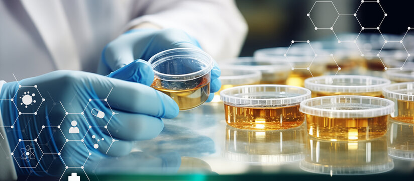 Gloved Hand Holding Petri Dish with Bacteria Culture - Powered by Adobe