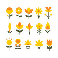 Simple and Abstract Geometric Flower Design Set