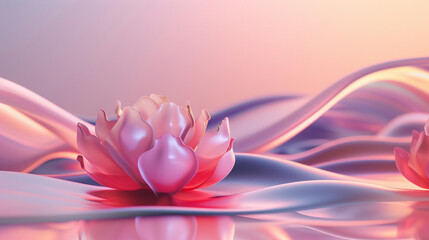 The embodiment of calmness and serenity portrayed in vivid shades and hues on a realistic 3D rendered unique backdrop background