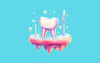 Toothbrush Perched on Cake