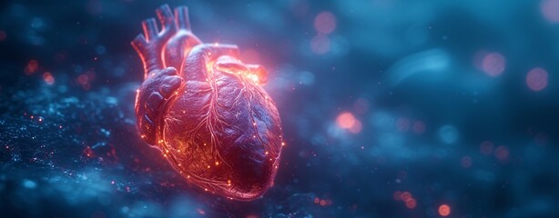 Pulse of the Month: A Glowing Heart in the Dark Generative AI - obrazy, fototapety, plakaty