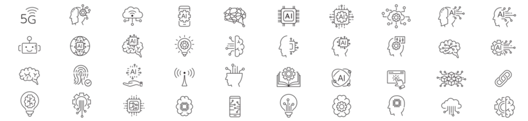 Foto op Plexiglas Artificial intelligence icon set. liner  icons Collection illustration Vector © yukipon00