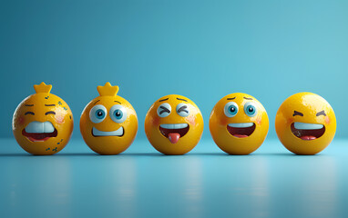 Obraz premium Big set of yellow emoji. iOS emoji, emoticons. WhatsApp emoji. Funny emoticons faces with facial expressions.