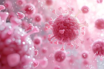 Pink Heart-Shaped Virus: A Symbol of Love and Disease Generative AI